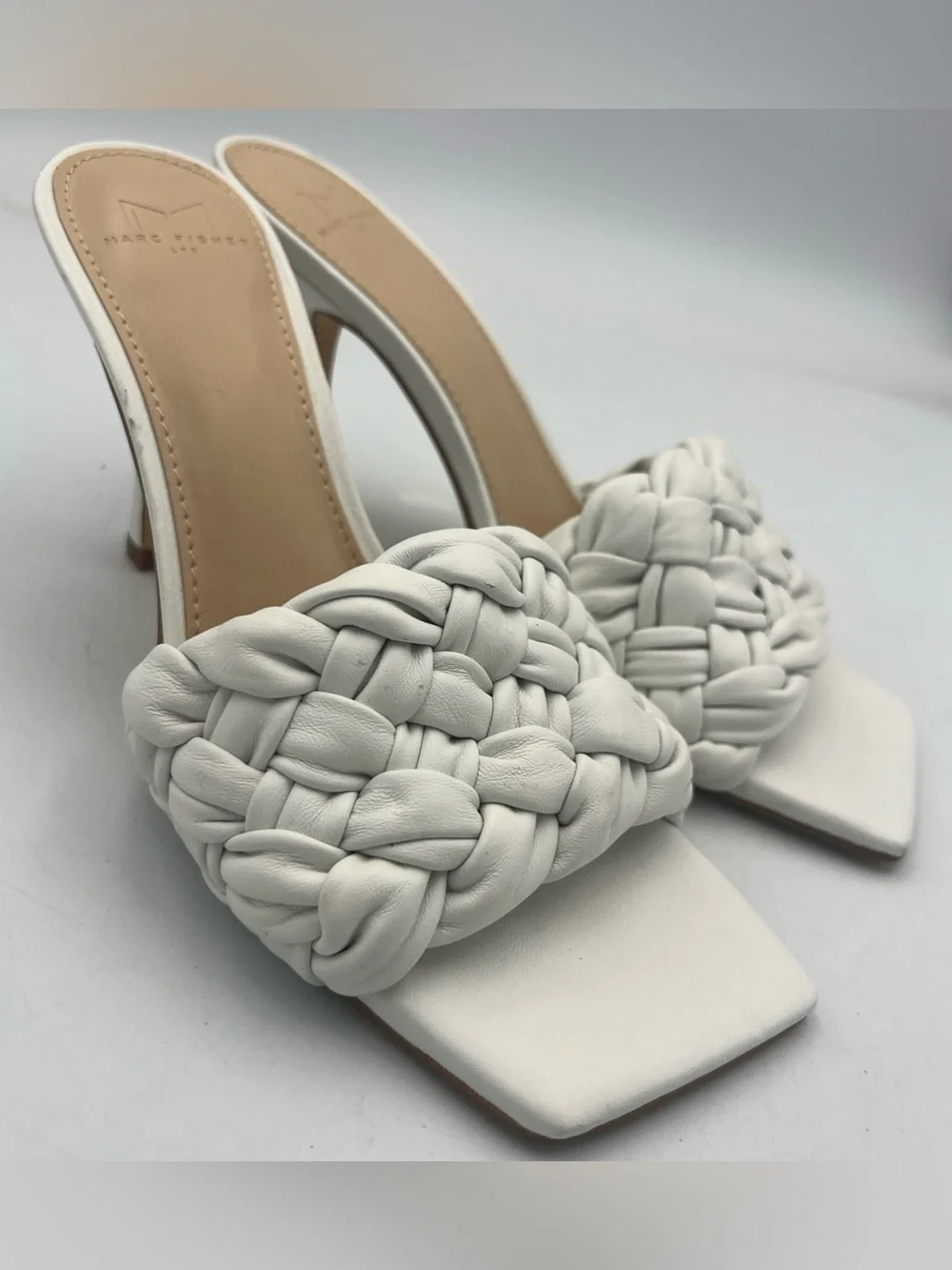 MARC FISHER LTD Draya Slide Sandal Leather Upper Textured Braided Women’s Size 8